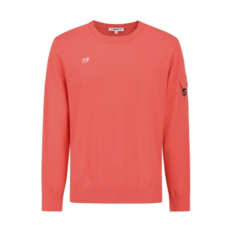 남성 우븐포켓 솔리드 라운드 스웨터