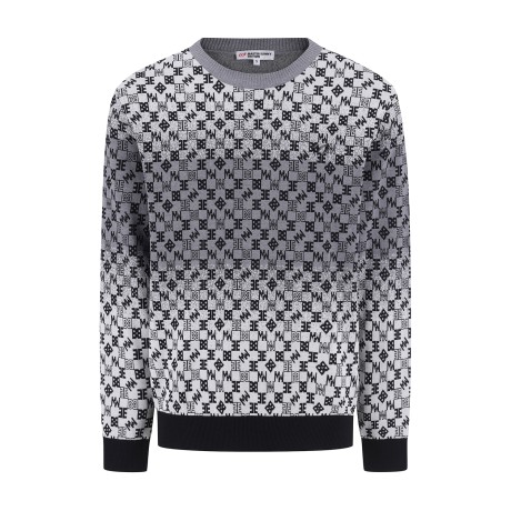 남성 자카드 로고 패턴 긴팔 니트