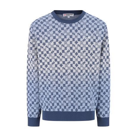 남성 자카드 로고 패턴 긴팔 니트