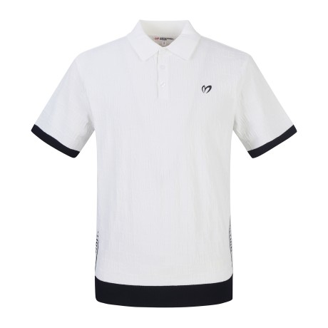 남성 엠보 로고 패턴 칼라 반팔 니트