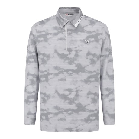 남성 타이다이 로고 패턴 칼라 긴팔 티셔츠