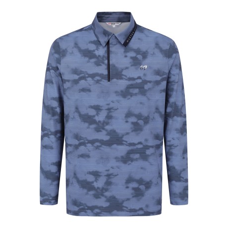 남성 타이다이 로고 패턴 칼라 긴팔 티셔츠