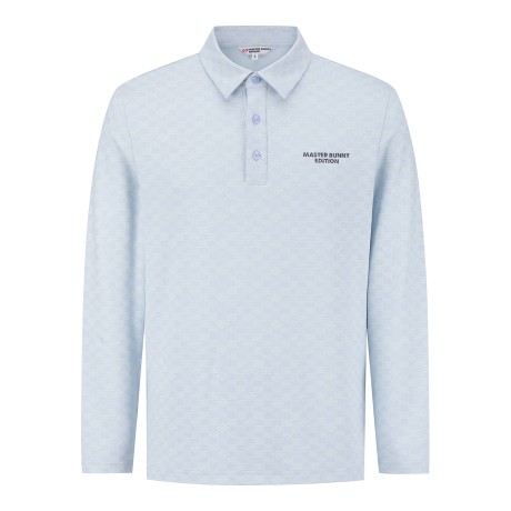 남성 투톤 로고 패턴 칼라 긴팔 티셔츠