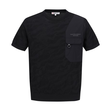 남성 포켓 디테일 조직감 반팔 스웨터