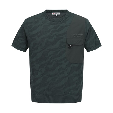 남성 포켓 디테일 조직감 반팔 스웨터