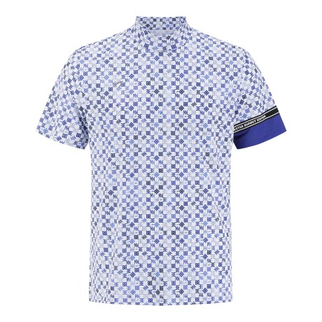 남성 로고 패턴 컬러 블록 냉감 반팔 티셔츠