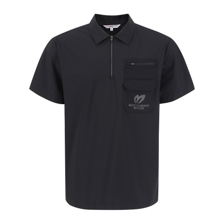 남성 타공 믹스 로고 스트링 냉감 반팔 티셔츠