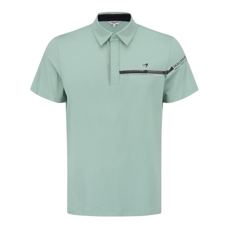 남성 백메쉬 글리터 로고 카라 반팔 티셔츠