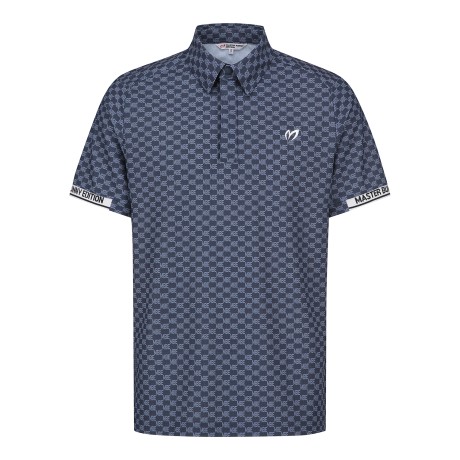 남성 로고 체크 패턴 칼라 반팔 티셔츠