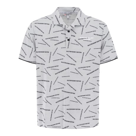 남성 사선 로고 패턴 오픈칼라 티셔츠