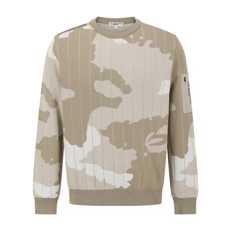 남성 스트라이프 카모 우븐 믹스 긴팔 니트