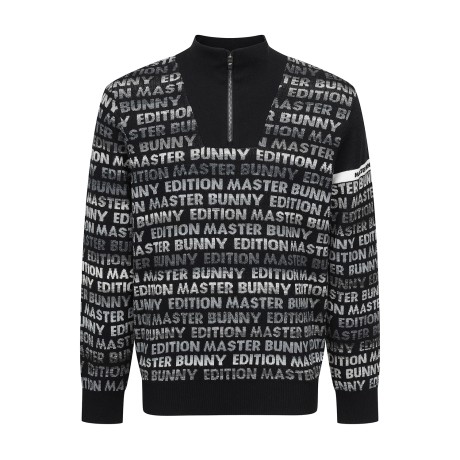 남성 로고 자카드 패턴 하프집업 긴팔 니트