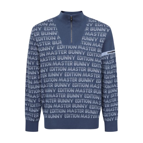 남성 로고 자카드 패턴 하프집업 긴팔 니트