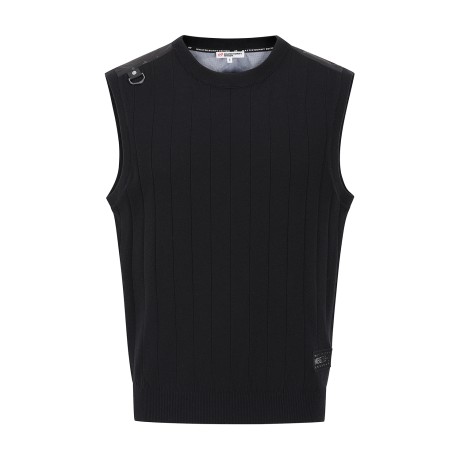 남성 카모 텍스처 블록 니트 베스트