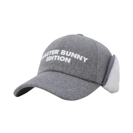 남성 엠보싱 로고 퍼 믹스 이어워머 볼캡