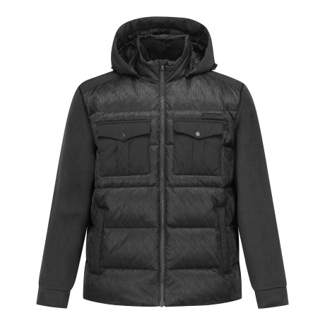 남성 크랙 플리스 레이어드 구스다운 점퍼