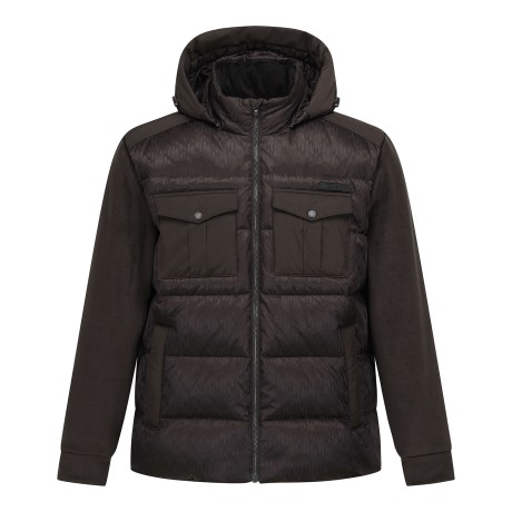 남성 크랙 플리스 레이어드 구스다운 점퍼