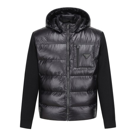 남성 로고 슬리브 구스다운 믹스 가디건