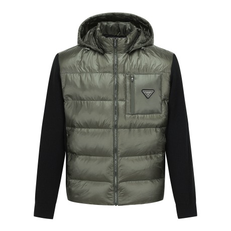 남성 로고 슬리브 구스다운 믹스 가디건