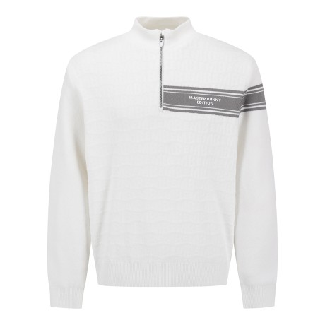 남성 로고 패턴 하프집업 부클 긴팔 니트