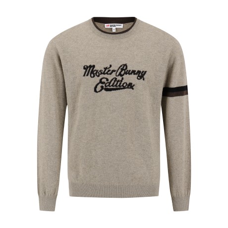 남성 레터링 로고 배색 라인 니트