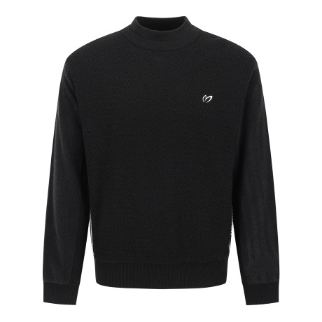 남성 사이드 자카드 로고 케이블 긴팔 니트