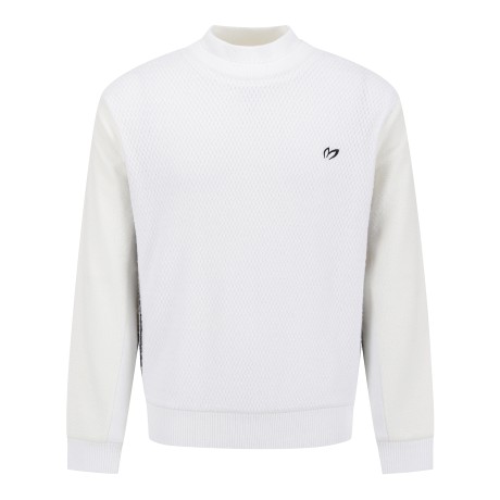 남성 사이드 자카드 로고 케이블 긴팔 니트