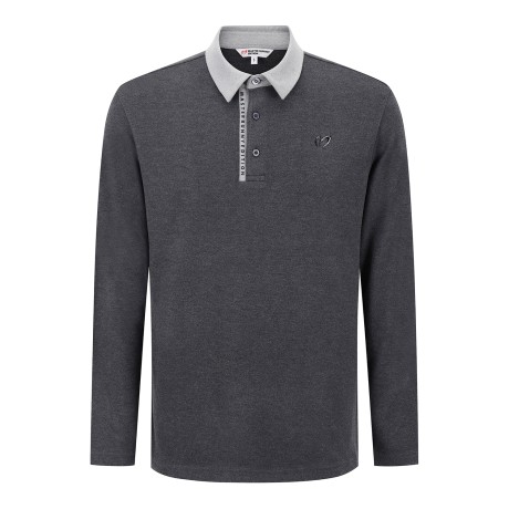 남성 배색 카라 기모 긴팔 티셔츠