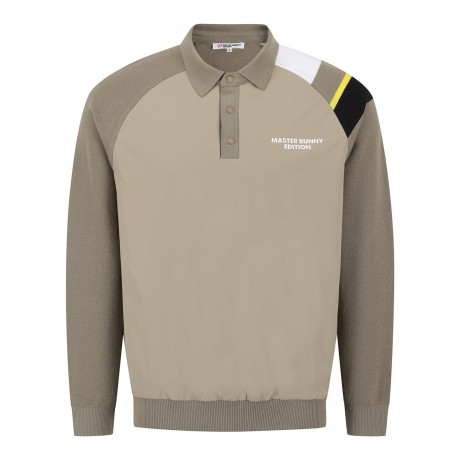 남성 우븐 믹스 래글런 긴팔 니트