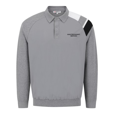 남성 우븐 믹스 래글런 긴팔 니트