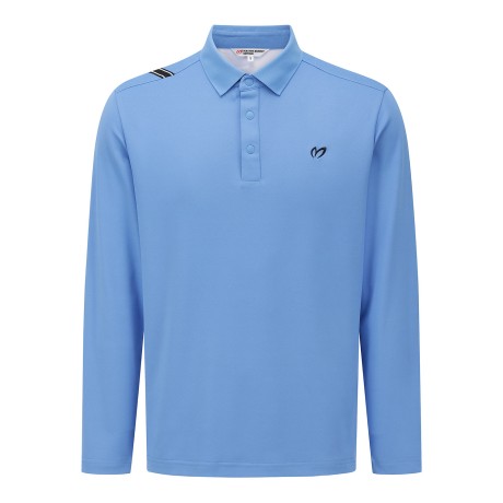 남성 숄더 로고 테이프 피케 긴팔티셔츠