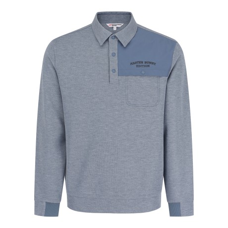 남성 우븐 패치 투톤 카라 긴팔 티셔츠