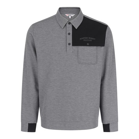 남성 우븐 패치 투톤 카라 긴팔 티셔츠