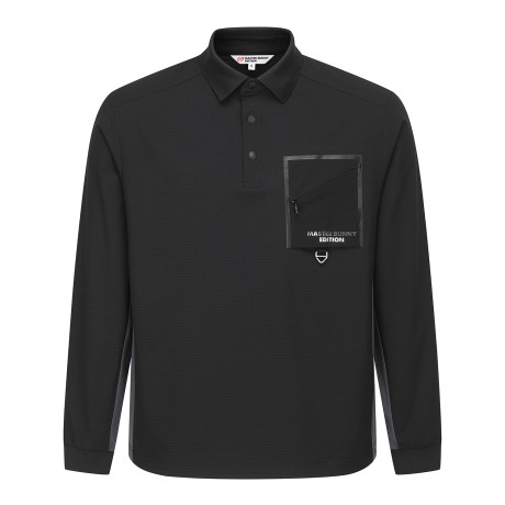 남성 지퍼 포켓 하프버튼 긴팔티셔츠