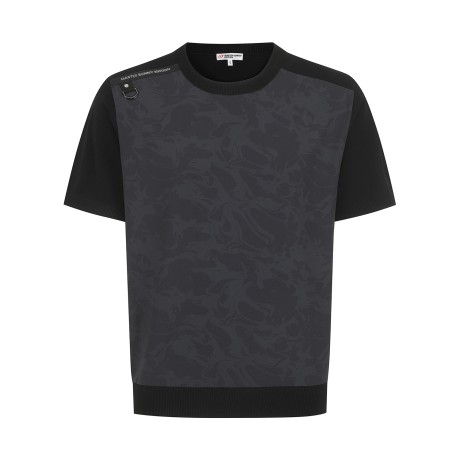 남성 마블 프린팅 블록 반팔 니트