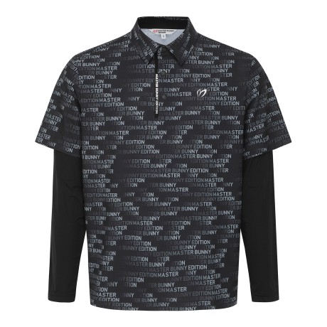 남성 그라데이션 로고 패턴 레이어 티셔츠