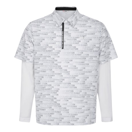 남성 그라데이션 로고 패턴 레이어 티셔츠