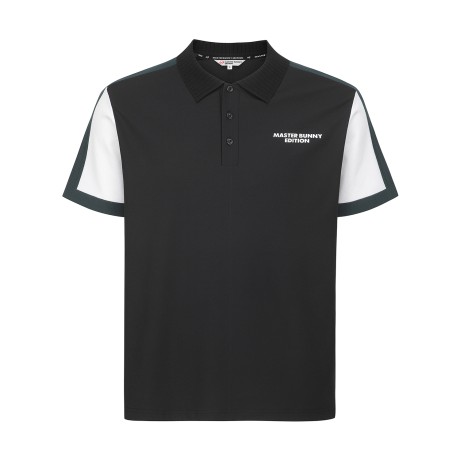 남성 니트 믹스 리브 카라 반팔티셔츠