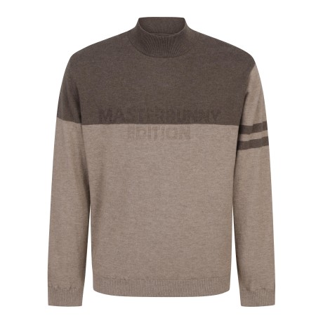 남성 백 로고 컬러 블록 방풍 니트