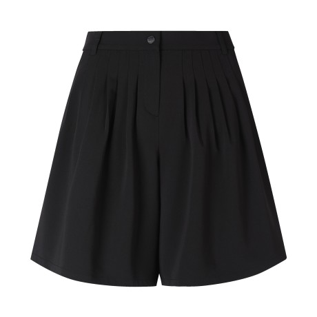 여성 와이드 턱 하프 팬츠