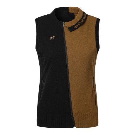 여성 하프 배색 니트 베스트