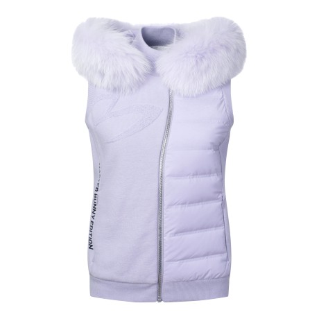 여성 폭스 퍼 다운 베스트
