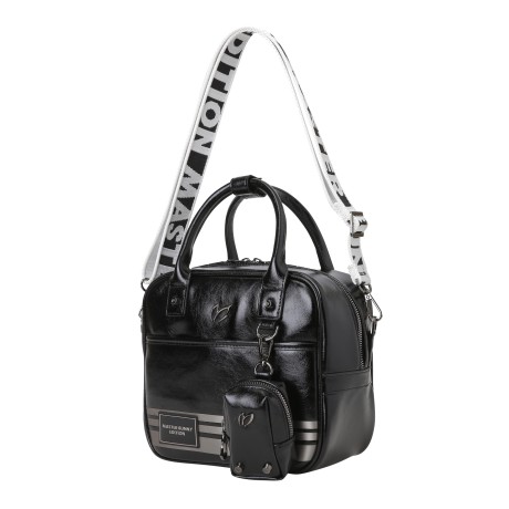 여성 탈착 미니 파우치 배색 라인 토트백