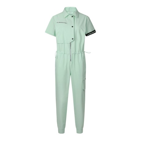 여성 레터링 커프스 조거 점프수트