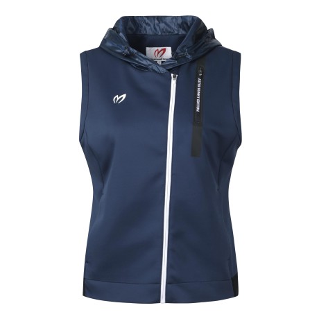 여성 후드 블록 집업 베스트