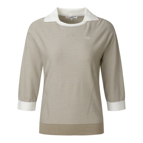 여성 스트라이프 배색 칼라 니트