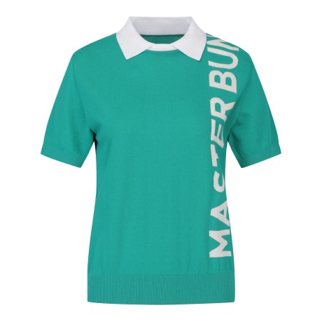 여성 사이드 로고 칼라 니트 탑