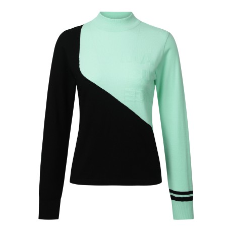 여성 컬러 블록 레터링 니트