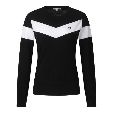 여성 컬러 블록 백 메쉬 니트