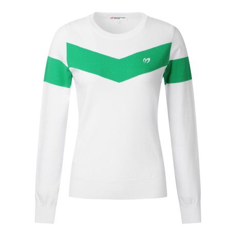 여성 컬러 블록 백 메쉬 니트